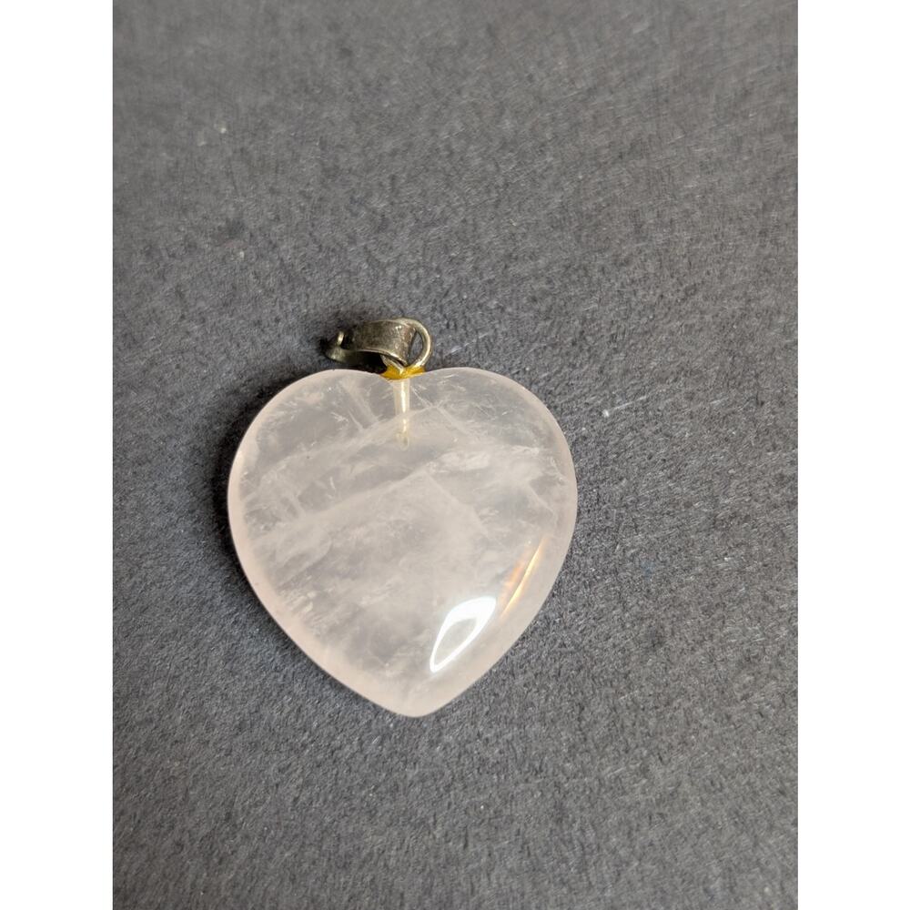 Vintage Rose Quartz Stone Heart Pendant